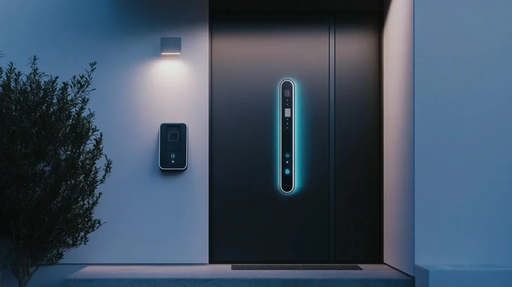 Biometric smart lock with fingerprint scanning and AI-powered doorbell for enhanced home security in 2025